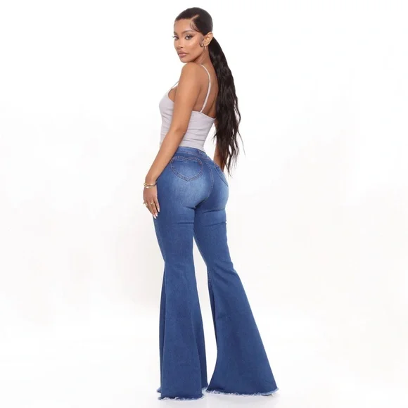 Medium Wash Flare Jeans - Picture 3 of 4